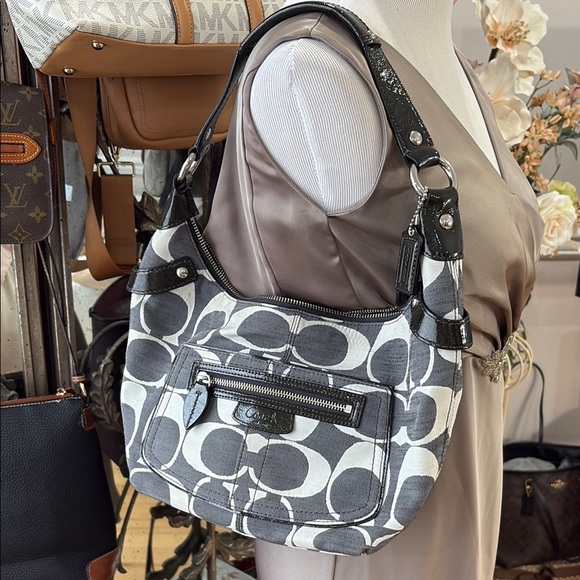 Coach Gray and Black Signature Shoulder Bag - Picture 6 of 6